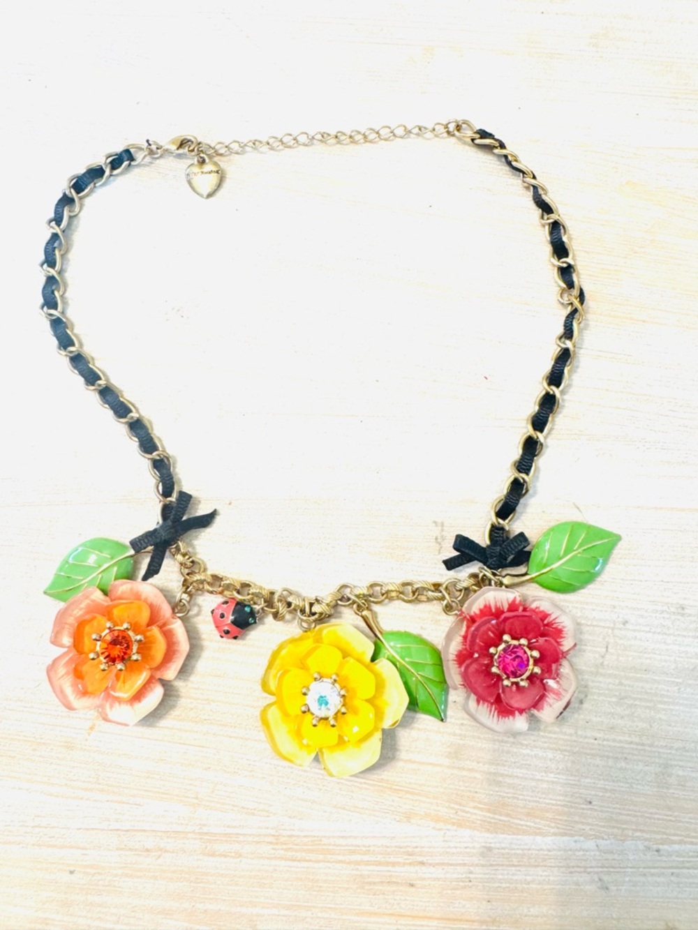 Vintage Betsy Johnson Garden Party Floral Statement Necklace
